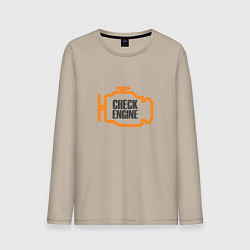 Лонгслив хлопковый мужской Check engine, цвет: миндальный