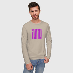 Лонгслив хлопковый мужской Logo I-dle, цвет: миндальный — фото 2