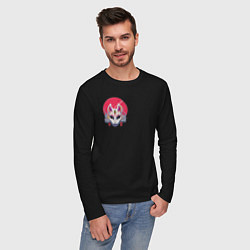 Лонгслив хлопковый мужской Маска Кицунэ, цвет: черный — фото 2