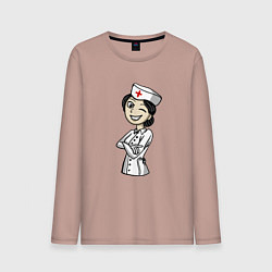Лонгслив хлопковый мужской Улыбка медсестры, цвет: пыльно-розовый