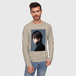 Лонгслив хлопковый мужской Dark side Jimin, цвет: миндальный — фото 2