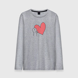Лонгслив хлопковый мужской Сердце - мем, цвет: меланж
