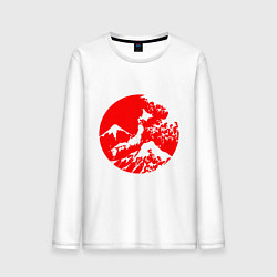 Лонгслив хлопковый мужской Флаг Японии - красное солнце, цвет: белый