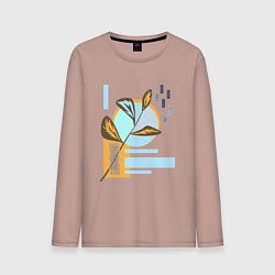 Лонгслив хлопковый мужской Минималистский абстрактный рисунок, цвет: пыльно-розовый