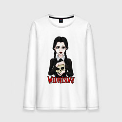 Мужской лонгслив Уэнсдэй держит череп