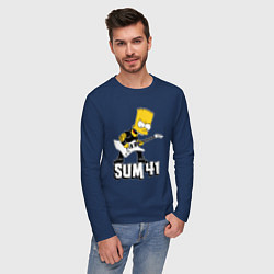 Лонгслив хлопковый мужской Sum41 Барт Симпсон рокер, цвет: тёмно-синий — фото 2