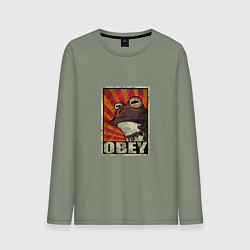 Лонгслив хлопковый мужской Obey frog, цвет: авокадо