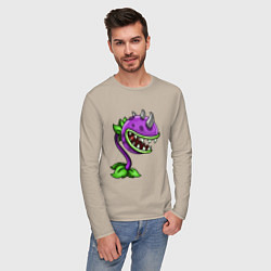 Лонгслив хлопковый мужской Зубастый Чомпер, цвет: миндальный — фото 2