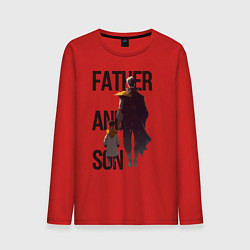 Лонгслив хлопковый мужской Отец и сын, цвет: красный
