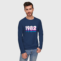 Лонгслив хлопковый мужской Made in 1982 vintage art, цвет: тёмно-синий — фото 2