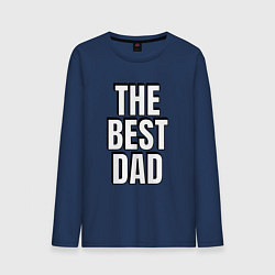 Лонгслив хлопковый мужской The best dad белая надпись с тенью, цвет: тёмно-синий