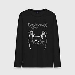 Лонгслив хлопковый мужской Evanescence рок кот, цвет: черный
