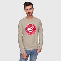 Лонгслив хлопковый мужской Atlanta hawks basketball, цвет: миндальный — фото 2