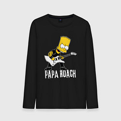 Лонгслив хлопковый мужской Papa Roach Барт Симпсон рокер, цвет: черный