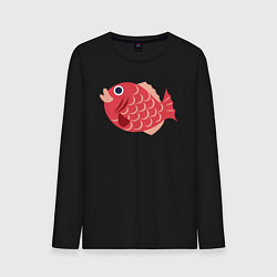 Лонгслив хлопковый мужской Красная рыбка, цвет: черный