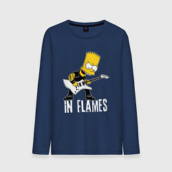 Лонгслив хлопковый мужской In Flames Барт Симпсон рокер, цвет: тёмно-синий