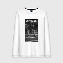Лонгслив хлопковый мужской Cbum conquer Крис Бамстед, цвет: белый