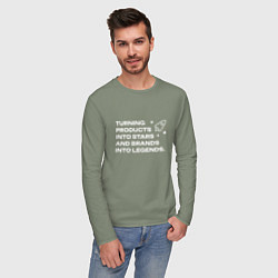 Лонгслив хлопковый мужской Через бренды к звездам, цвет: авокадо — фото 2