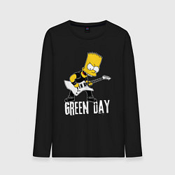 Лонгслив хлопковый мужской Green Day Барт Симпсон рокер, цвет: черный