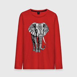 Лонгслив хлопковый мужской Нарисованный слон, цвет: красный