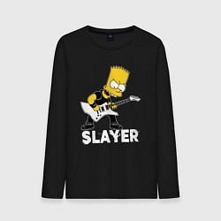 Лонгслив хлопковый мужской Slayer Барт Симпсон рокер, цвет: черный