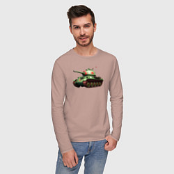 Лонгслив хлопковый мужской Легенда Т-34, цвет: пыльно-розовый — фото 2