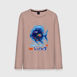 Лонгслив хлопковый мужской По знаку зодиака рыбка, цвет: пыльно-розовый