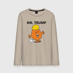 Лонгслив хлопковый мужской Мистер Дональд Трамп, цвет: миндальный