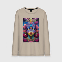 Мужской лонгслив Девушка в маскарадной маске - нейросеть