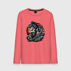 Лонгслив хлопковый мужской Самурай Takeo, цвет: коралловый