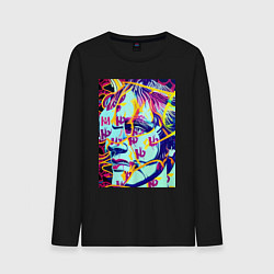 Лонгслив хлопковый мужской Andy Warhol - pop art - self-portrait, цвет: черный