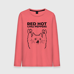 Лонгслив хлопковый мужской Red Hot Chili Peppers - rock cat, цвет: коралловый