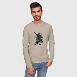 Лонгслив хлопковый мужской Кот-рубака, цвет: миндальный — фото 2