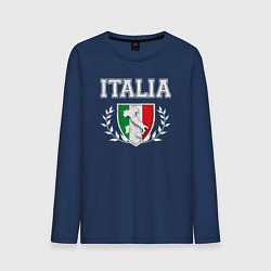 Лонгслив хлопковый мужской Italy map, цвет: тёмно-синий