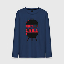 Лонгслив хлопковый мужской Born to grill, цвет: тёмно-синий