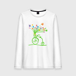 Мужской лонгслив Винтажный велик с цветочками