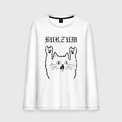 Лонгслив хлопковый мужской Burzum - rock cat, цвет: белый