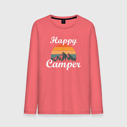 Лонгслив хлопковый мужской Happy camper, цвет: коралловый