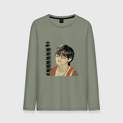 Лонгслив хлопковый мужской Тэхен и Чонгук, цвет: авокадо