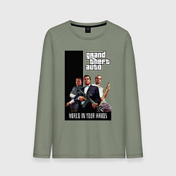 Лонгслив хлопковый мужской Майкл, Франклин, Тревор из GTA, цвет: авокадо