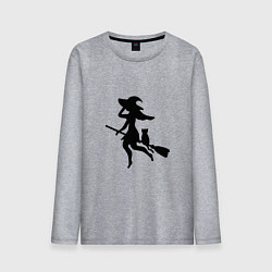 Мужской лонгслив Ведьмочка и кот на метле