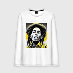 Лонгслив хлопковый мужской Bob Marley Digital Art, цвет: белый