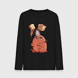 Лонгслив хлопковый мужской Хлеб и Почита, цвет: черный