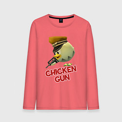 Лонгслив хлопковый мужской Chicken Gun logo, цвет: коралловый