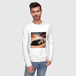 Лонгслив хлопковый мужской Lamborghini Aventador, цвет: белый — фото 2