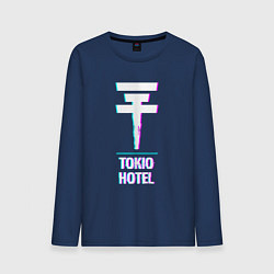 Лонгслив хлопковый мужской Tokio Hotel glitch rock, цвет: тёмно-синий