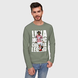 Лонгслив хлопковый мужской Лука Модрич Хорватия, цвет: авокадо — фото 2