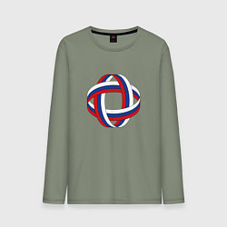 Лонгслив хлопковый мужской Кольца из флага, цвет: авокадо