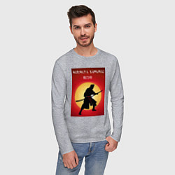 Лонгслив хлопковый мужской Самурай сенсей, цвет: меланж — фото 2