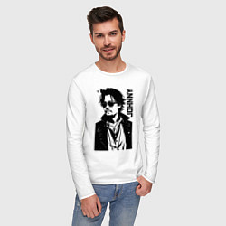Лонгслив хлопковый мужской Johnny Depp - graphics, цвет: белый — фото 2